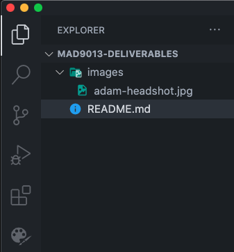 Images folder in VS Code