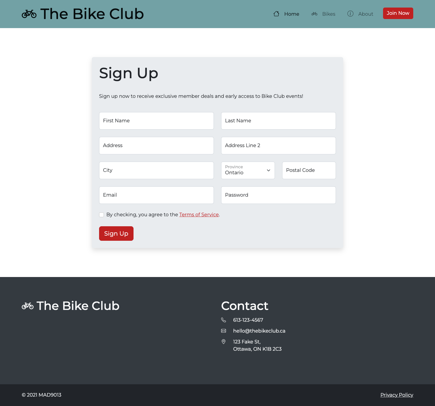 Bootstrap form page