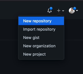 Dropdown for creating new repository