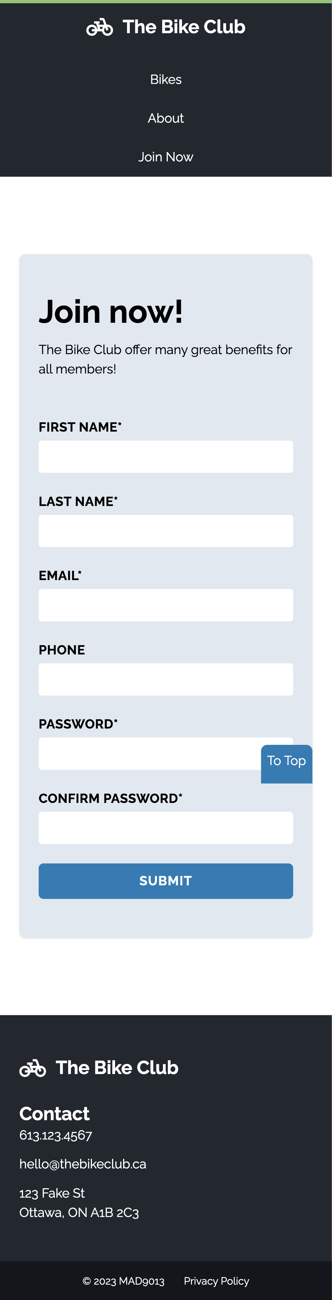 Tailwind CSS form page on mobile